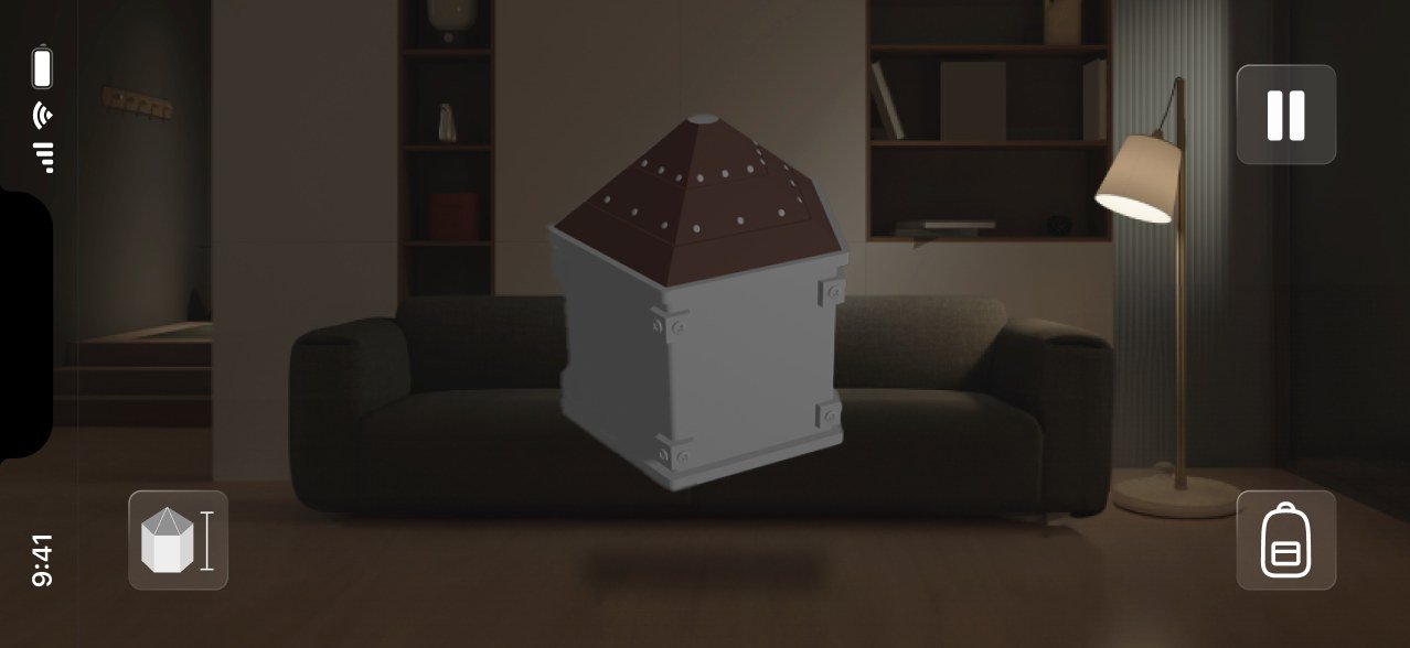 Doppelgänger Box, AR puzzle box in a living room