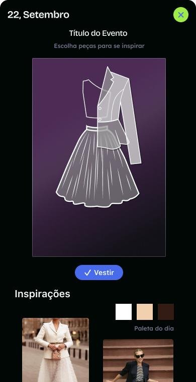 Ouzia, outfit for an event with inspirations and the day’s palette